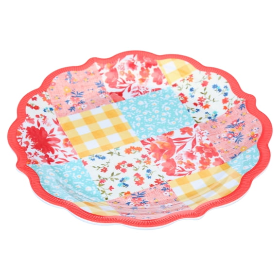 The Pioneer Woman Patchwork Medley Melamine Dinner Plate, Coral