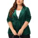 thumbnail image 1 of GRACE & GRANDEUR Blazer de Peplum para Mujeres Talla Grande de Manga Larga con Botones y Solapa de Terciopelo 4X Verde Oscuro, 1 of 6