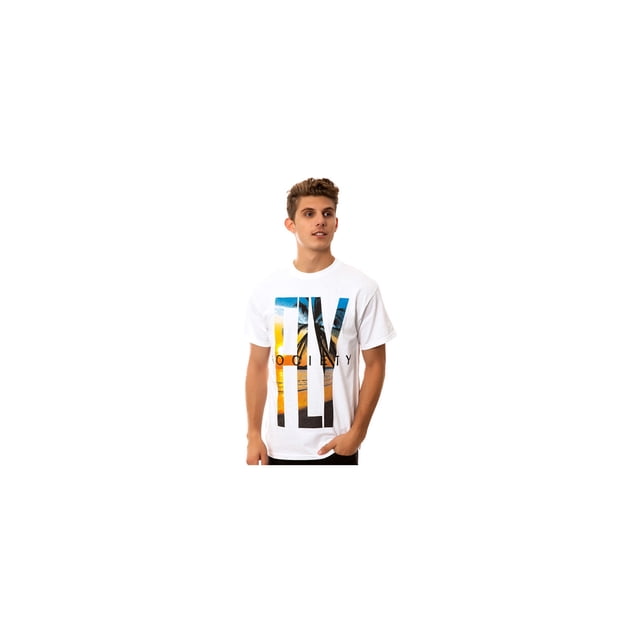 Fly Society The West Coast Paradise - Camiseta gráfica para hombre, color blanco, pequeña