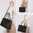 thumbnail image 6 of Laptop Bag for Women Waterproof Lightweight 15.6 Inch Leather Laptop Tote Bag Large Women Briefcase Professional Business Office Computer Work Bags Shoulder Handbag Black, 6 of 7