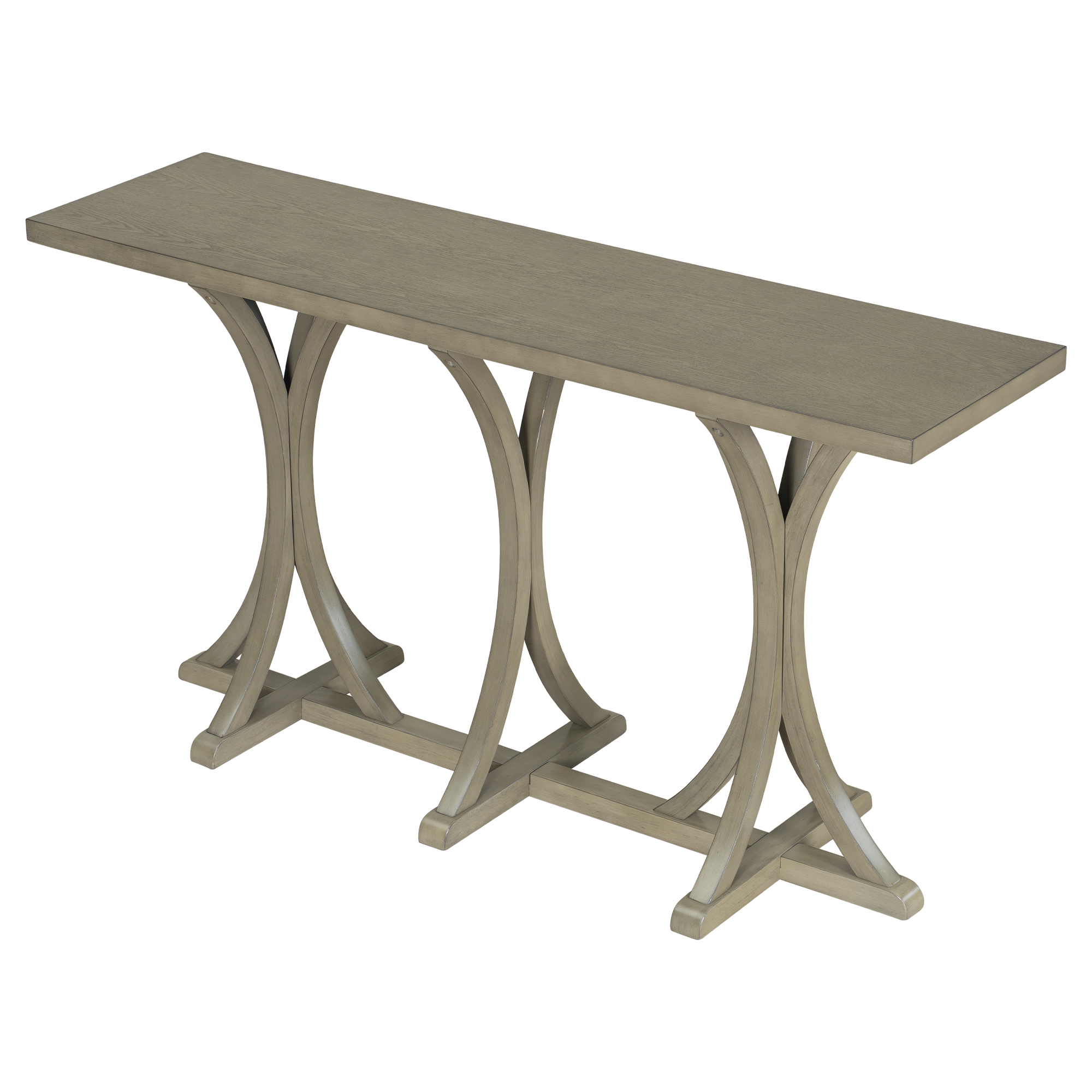 Euroco 59.8" Long Console Table, Farmhouse Entryway Table with Slender Curved Legs, Narrow Sofa Table Behind Couch for Living Room, Hallway,Foyer,Gray