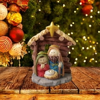 Mini Christmas Jesus Birth Statue, Multicolor Resin Desktop Decor - Christian Holiday Figurine for Home, Dining Table & Festival Decoration