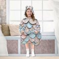 thumbnail image 7 of FORMRS Wearable Blanket Hoodie with Sleeves for Kids Cozy Flannel Sweatshirt, Blue Shimmering Pattern, 7 of 7