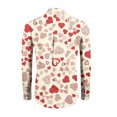 thumbnail image 3 of Fgvctg Mens Button Down Shirt Valentine's Day Long Sleeve V Neck Blouse Casual Date Day Love Heart Print Shirts Plus Size Collared Business Casual Tops Beige XL, 3 of 4