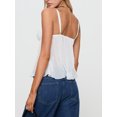 thumbnail image 4 of SUNSIOM Camisole Plissée pour Femmes Mini Nœud devant Bretelles Spaghetti Col en V Dentelle Hauts Courts, 4 of 6
