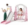 thumbnail image 2 of XJD 4-in-1 Toddler Slide and Swing Set, Kids Indoor Outdoor Playset with Basketball Hoop, Backyard Playground for Toddlers 1-3 Years Old, Pink, 2 of 11