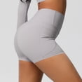 thumbnail image 6 of Vibrex Women's High Waist Yoga Shorts with Pockets, Solid Color Stretchy Athletic Workout Shorts, Slim Fit Casual Summer Active Bottoms,Gray_M, 6 of 9