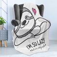 thumbnail image 4 of Sloth Soft Flannel Fleece Throw Blanket, Im So Lazy but Very Hand Drawn Animal Heart Shape Funny Doodle Artwork, Cozy Plush for Indoor and Outdoor Use, 50" x 70", Grey Pink, by Ambesonne, 4 of 5