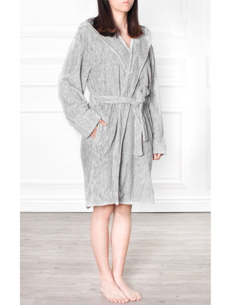 Pavilia PAVILIA Women Hooded Short Robe Lightweight Fleece Soft