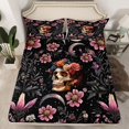 thumbnail image 2 of Homewish Teens Floral Gothic Skull 3pcs Twin Sheet Sets,Pink Flowers Twin Fitted Sheet,Bohemian Boho Breathable Flat Sheet,Ultra Soft Home Decor, 2 of 7