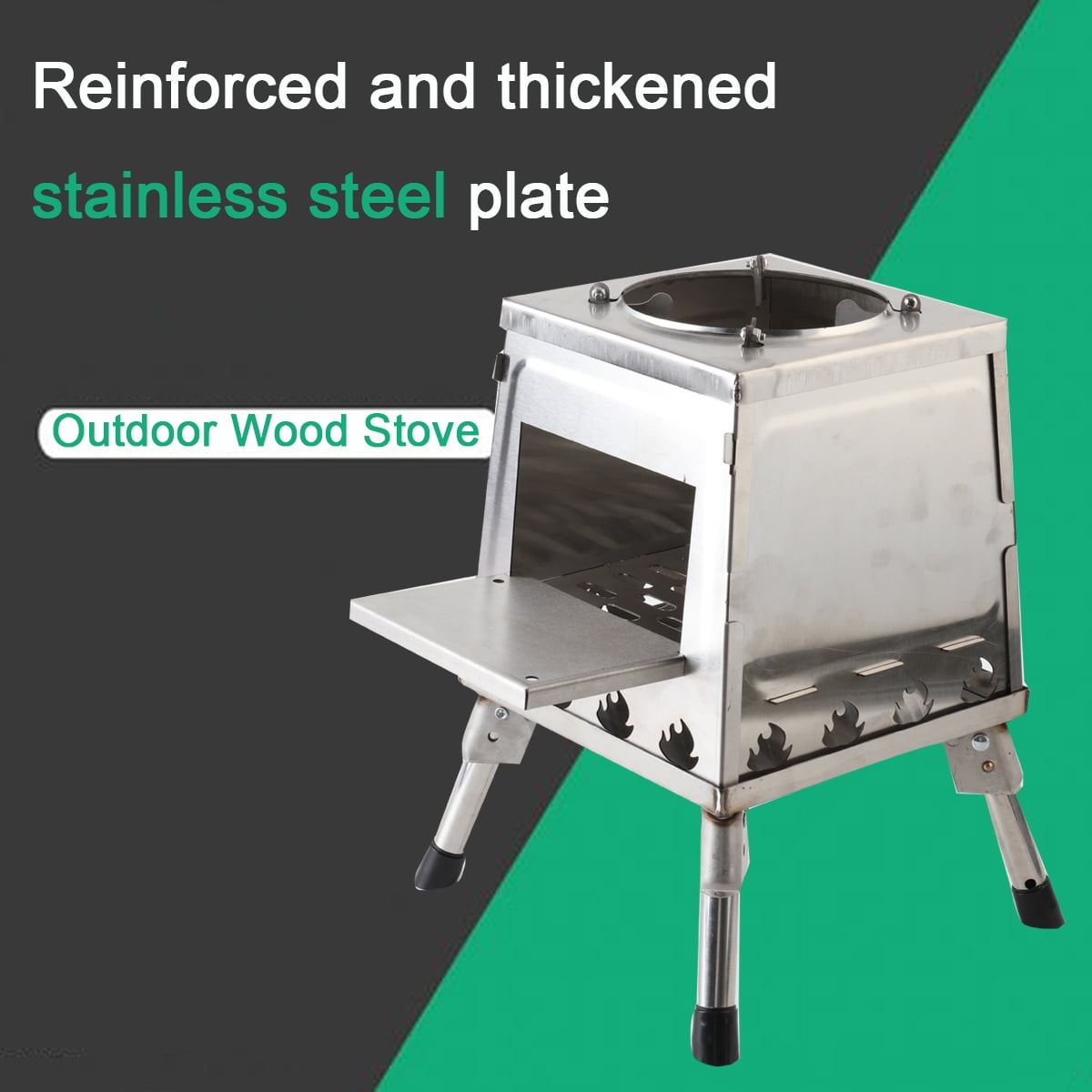 Foldable Leg Stainless Steel Wood Burning Stove Outdoor Camping