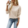 thumbnail image 2 of Wevis Round Neck Knit Autumn Pullover for Women Long Sleeve Basic Casual Tops Casual Loose Sweater, 2 of 7