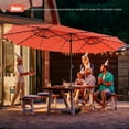thumbnail image 4 of Gymax 15Ft Solar LED Patio Outdoor Double-Sided Umbrella w/ 48 Lights Crank Orange, 4 of 10