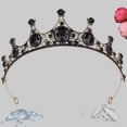 thumbnail image 2 of Tiara de cristal vintage para mujer, corona de diamantes de imitación, accesorios para el cabello de boda (negro), 2 of 5