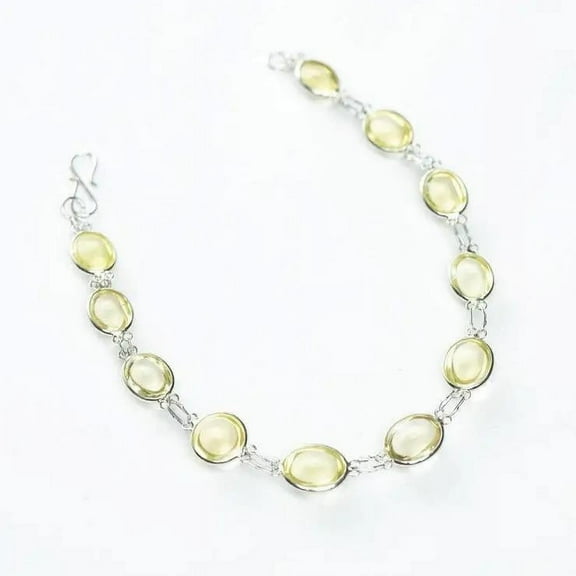 13ctw Natural Untreated Yellow Citrine Link Tennis Bracelet