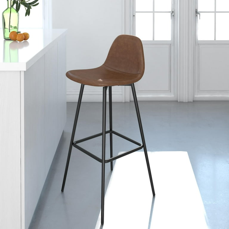 Camel faux 2024 leather bar stool