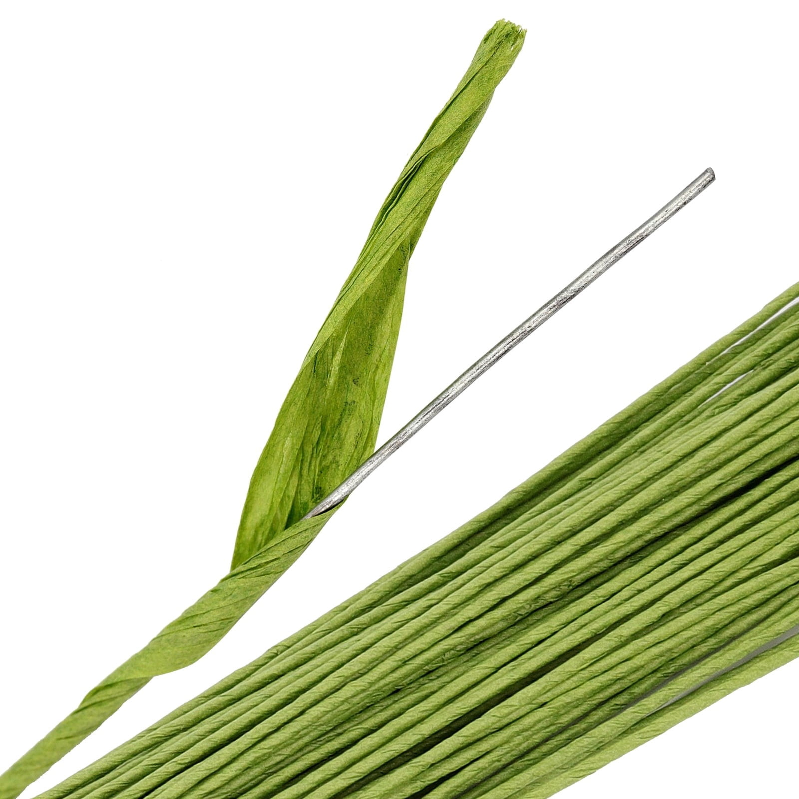 FNGZ 100Pc Green Flower Stem 40Cm, No Fade Fake Plastic Flowers, Flower Pole Mesh Flower Material Diy Flower Diameter Green Wire Glue Wrapped Flower Pole Rose Pole Green Wire Branch
