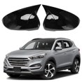 thumbnail image 2 of Car Glossy Black Ox Horn Rearview Side Glass Mirror Cover Trim Frame Side Mirror Caps For 2015-2020, 2 of 5