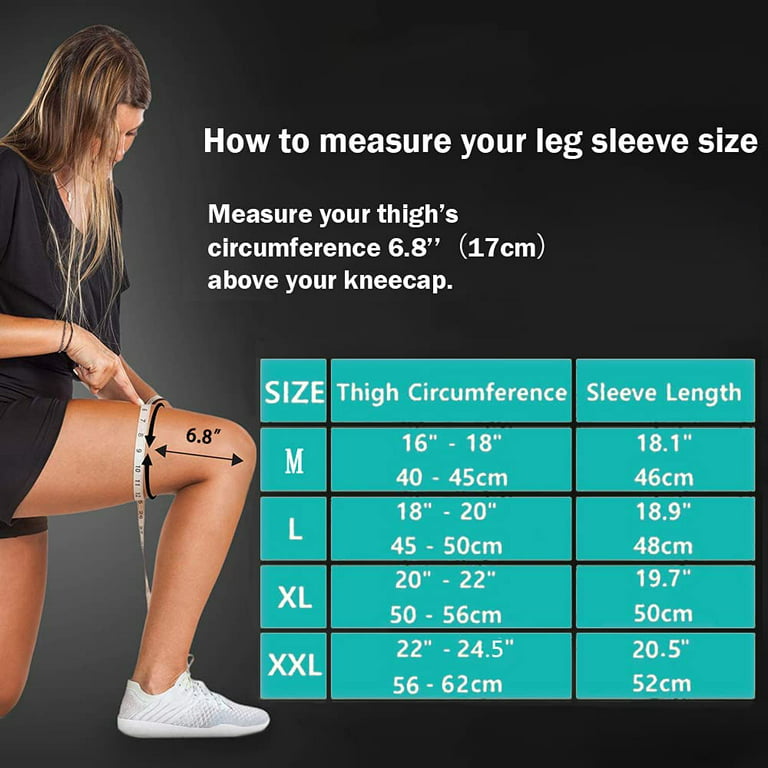 1 Pair Full Leg Compression Sleeve for Men & Women, Long Knee Brace Sleeve  for Basketball, Arthritis Cycling Sport 