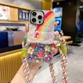 thumbnail image 2 of For iphone 15 Blu-ray Drops Glue Rainbow Phone Case 14promax Metal Frame with Lens Film 13pro with Back Clip 12 Protection Cover, 2 of 5