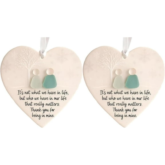 Heart-Shaped Sea Glass Friendship Decor Gift – Timeless Keepsake Heart Ornament, Sea Glass Art Decor for Best Friends, Christmas Tree Hanging Decoration
