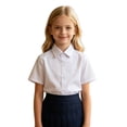 thumbnail image 2 of Toddler Kids Girls Boys Shirt Tops Short Sleeve Cute Shirt Folded Hearts Pleats Schoolwear Button Front Tee Top Tshirt Tops 2-3 Years, 2 of 9