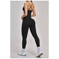 thumbnail image 5 of PISONIC 2 Piece Workout Sets for Women Cross Back V Neck Tank Top Matching High Waist Leggings Gym Sets, 5 of 5