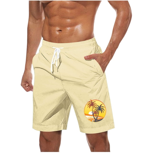 Pantalones Cortos Casuales para Hombre Imprimir con Bolsillos Pantalones de Playa de Cintura Elástica, Pantalones Cortos de Cintura Elástica para Hombre