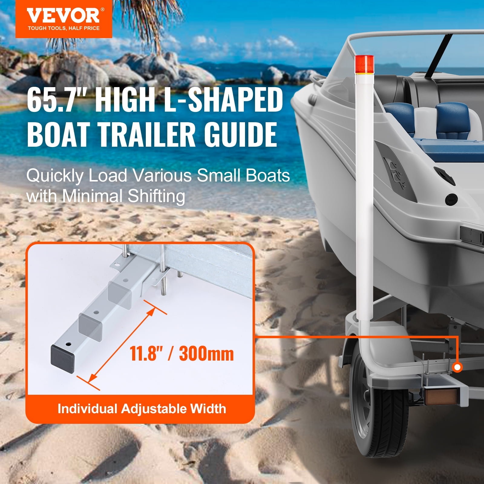 KFFKFF Boat Trailer Guide 62” Galvanized with PVC Poles & LED Lamp for Sailboat
