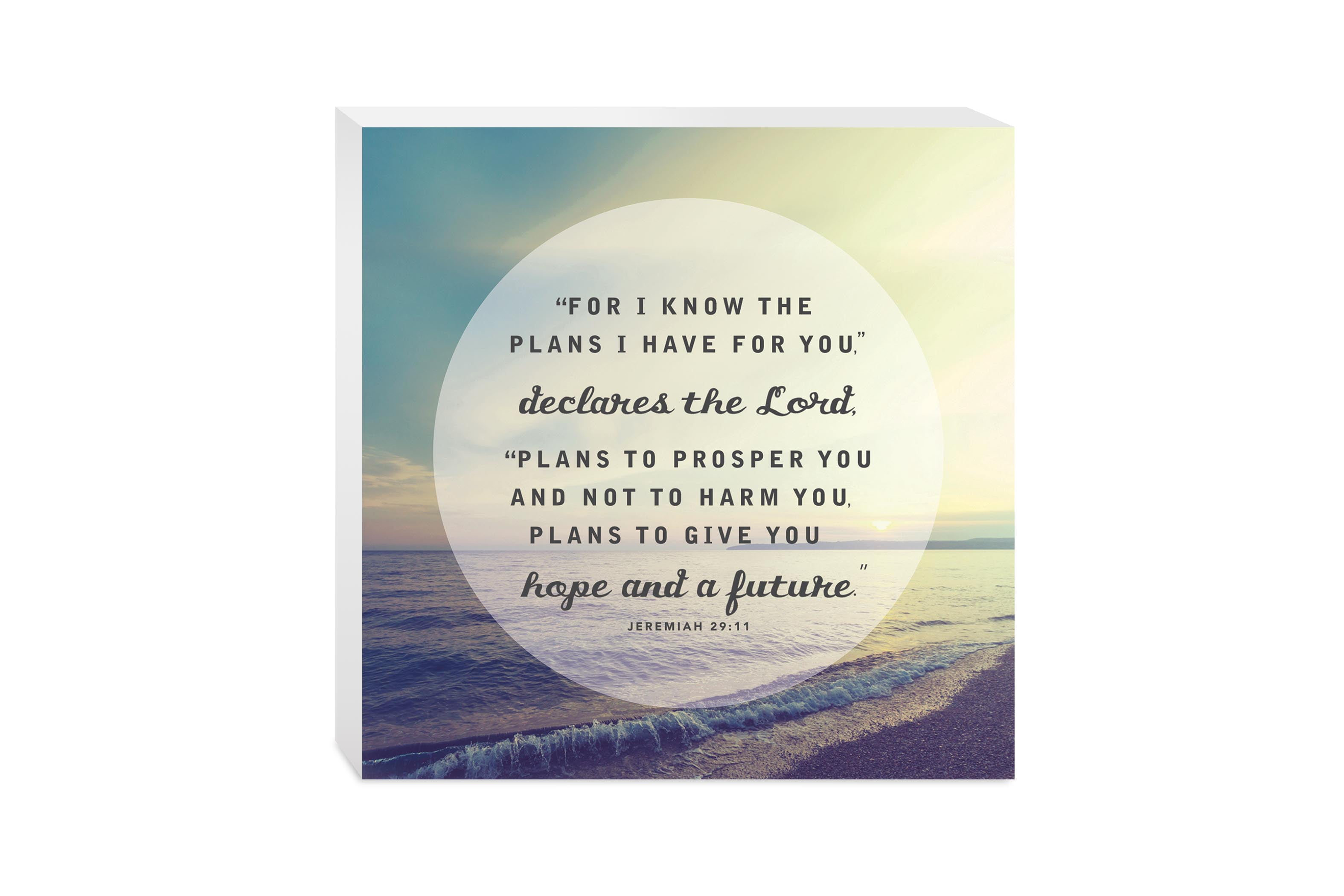 Plans Prosper Future Scripture Blue Yellow Waterscape 10 x 10 Wood ...