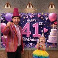 thumbnail image 6 of Pink Theme Happy 41st Birthday Banner Heart Decor 41st Birthday Display Balloon Design Gift Box Pattern Birthday Backdrop for 41st Birthday Party Adult Birthday Celebration Indoor Party Decoration, 6 of 8
