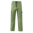 thumbnail image 4 of SJLDQY Boys' Cargo Pants Elastic Waist Drawstring Wide leg Pants Solid Color Casual Loose Trousers with Pockets, 4 of 5