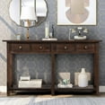 thumbnail image 3 of Retro Console Table Sofa Table for Entryway with Drawers and Shelf Living Room Sideboard (Dark Espresso), 3 of 7