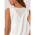 thumbnail image 4 of DARING DIVA Women's Silky Satin Mesh V Neck Sleeveless Blouses Tank Shirt L White, 4 of 6