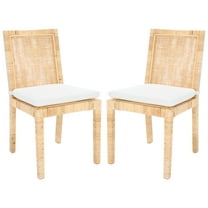 SAFAVIEH Tojo Cane Dining Chair with Cushion, Natural/White, Set of 2