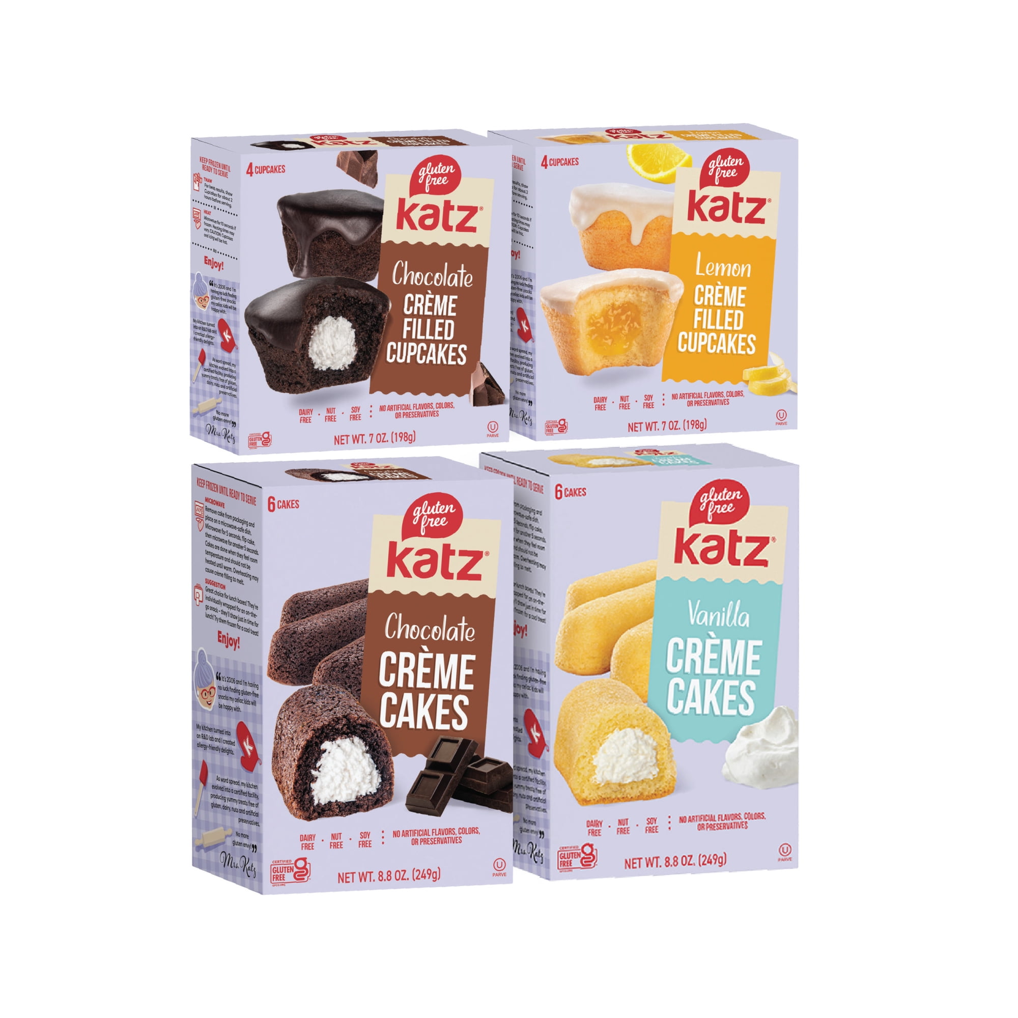 Katz Gluten-Free Crème Cakes | Gluten-Free Dairy Free Nut Free Soy Free Kosher| 4 Pack