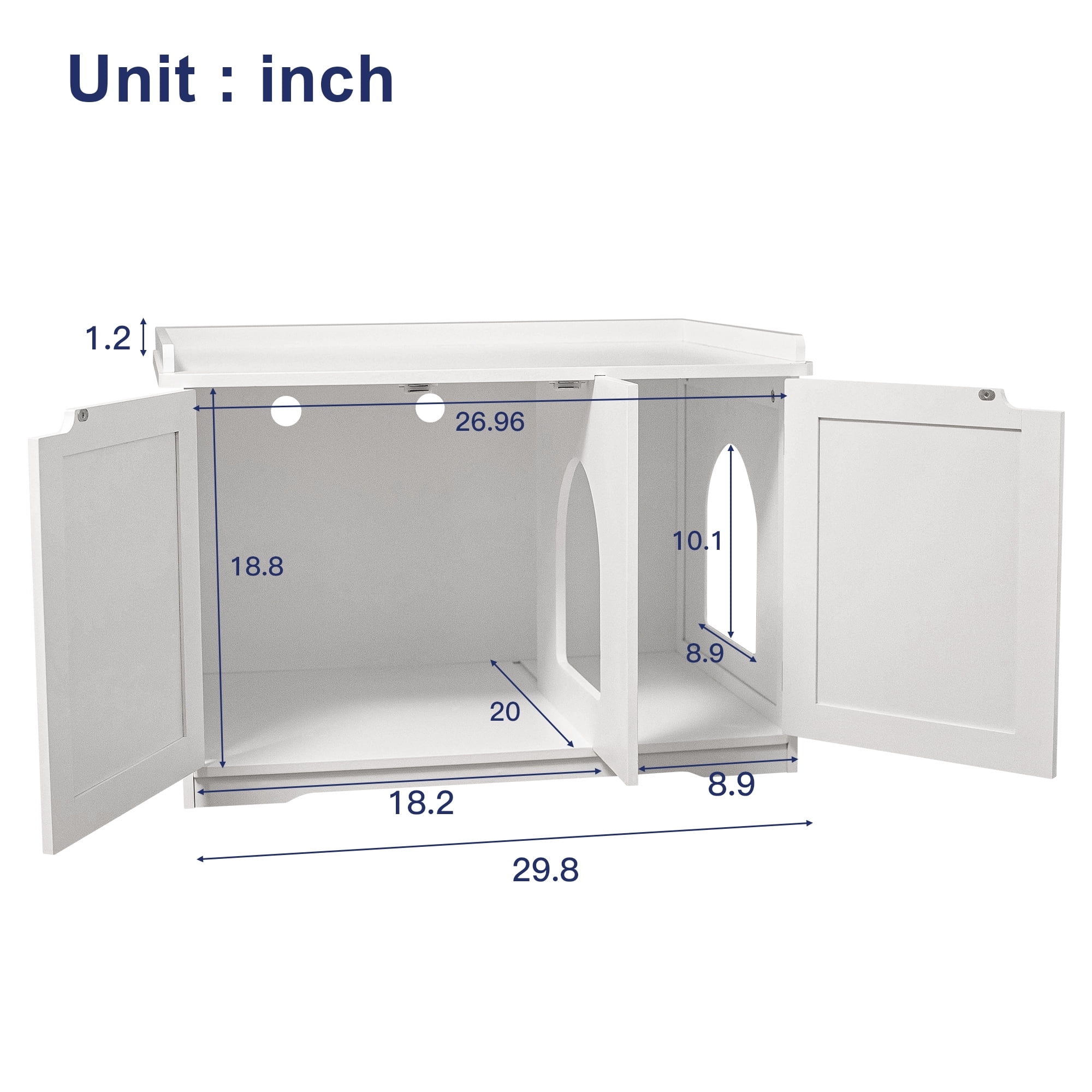 Pefilos 30" Hidden Cat Litter Box Enclosure Furniture, Indoor Kitty Washroom for Cat House, Large Pet Crate, White Pefilos 30" Hidden Cat Litter Box Enclosure Furniture, Indoor Kitty Washroom for Cat House, Large Pet Crate, White