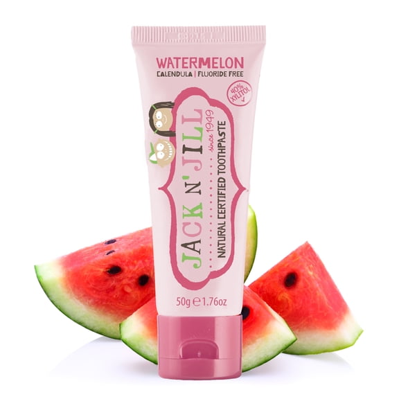 Jack N’ Jill Fluoride-Free Kids & Baby Toothpaste with Xylitol, Watermelon Flavor, Safe if Swallowed When Used as Directed, 1.76 oz Tube