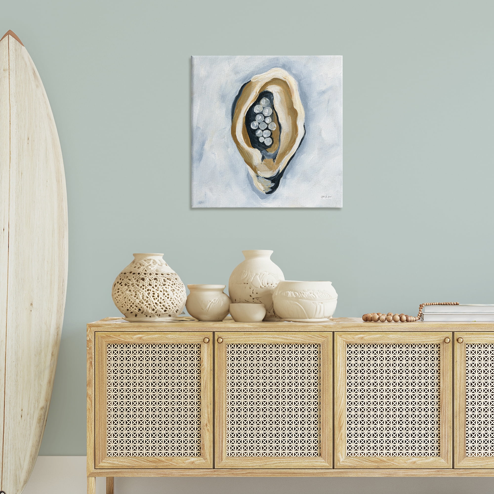 Stupell Industries World Is Your Oyster Coastal Painting Gallery Wrapped Canvas Art Print Wall Art, 30 x 30