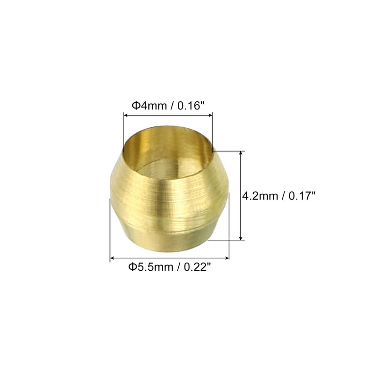 Uxcell 4mm Tube OD Brass Compression Sleeves Ferrules Brass