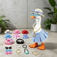 thumbnail image 6 of Yardvibe 16PC Desk Goose Outfits, 7 Inch Summer Mini Porch Goose Outfits Hats Sunglasses Swimming Ring Necklaces Dresses for Magnetic Geese Statue, Key Holder Table Decor (B), 6 of 9