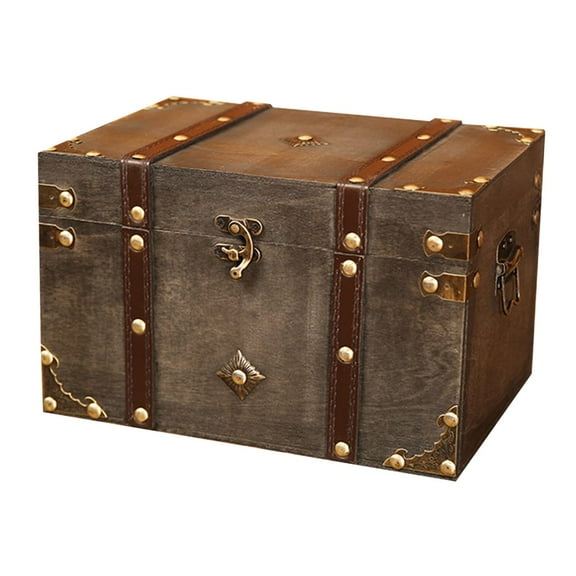 Segolike Vintage Jewelry Box Pirate Treasure Chest Collectible Container Rectangle Jewelry Storage Organizer Storage Box for Trinkets XL