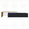 thumbnail image 4 of Meuble TV Moderne avec Longueur de 67 Pouces & Tons Noir/bois Chaud Brillants & Rangement Ample & Éclairage LED, 4 of 26