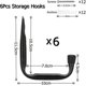 thumbnail image 2 of 6 Pack Heavy Duty J Shape Wall Hooks For Garage Storage (11.5cm X 10cm), 2 of 5