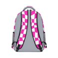 thumbnail image 3 of Pink and White Wavy Checkered Pattern Backpack for School, Cute School Bag with Adjustable Shoulder Straps and Padded Back, 15.3"x11"x6.7", 3 of 5
