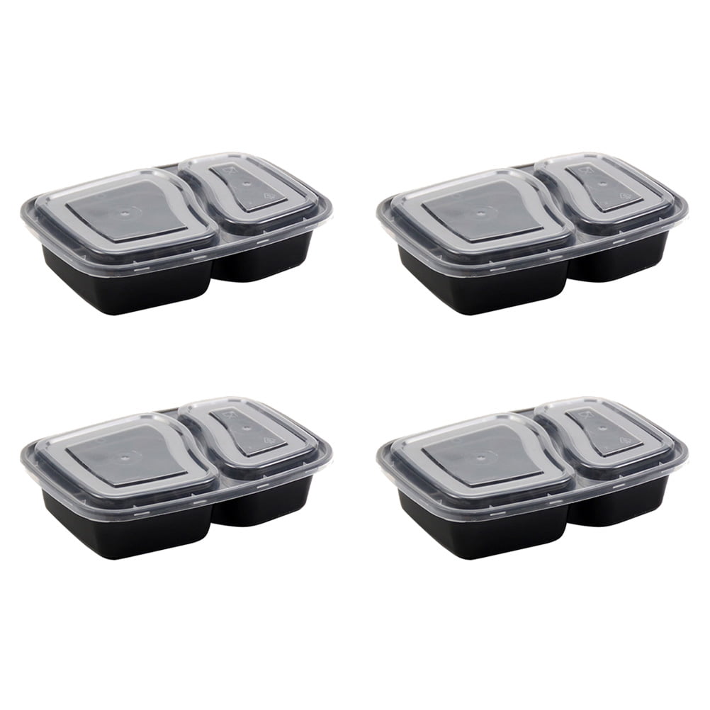 Bestonzon pcs 1000ml Disposable Meal Prep Containers 2 Compartment Food Storage Box Microwave Safe Lunch Boxes Black With Lid Walmart Com