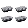 thumbnail image 1 of SHISUYAN 20pcs 1000ml Disposable Meal Prep Containers 2-compartment Food Storage Box Microwave Safe Lunch Boxes (Black, with Lid), 1 of 8