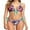 Red, variant on Sociala Women's Floral Trim Bikini Sets Tie Front Triangle Swimsuuit Lace Swimwear