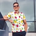 thumbnail image 4 of Pofeuu Strawberry and Lemon Print Men's Loose Fit Midweight Short-Sleeve Pocket Polo-Medium, 4 of 6