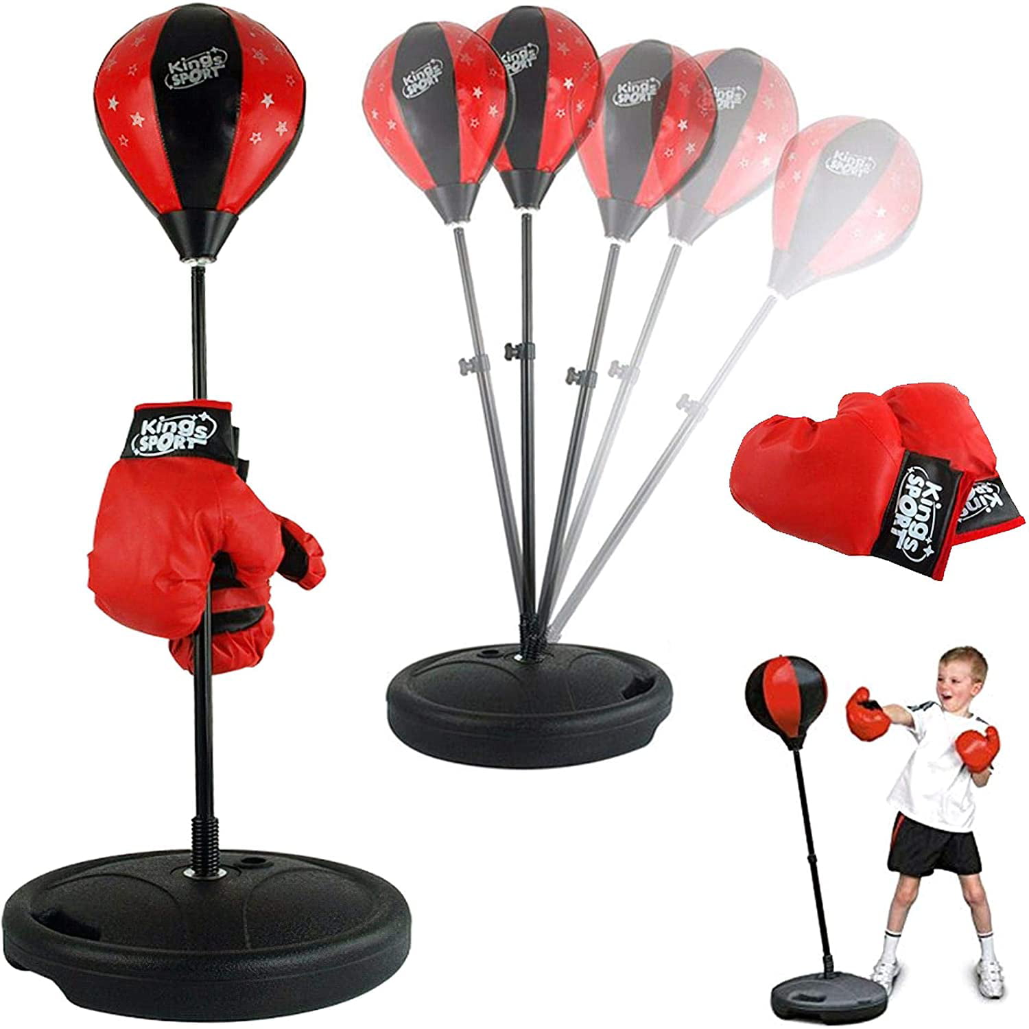 Kids Sport Boxing Punch Ball Gloves Height Adjustable Free Standing 90 x 130cm 